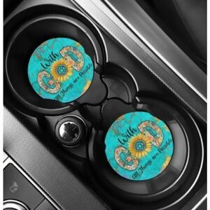 With God all Things are Possible Car Accessory Cup Holder Coasters